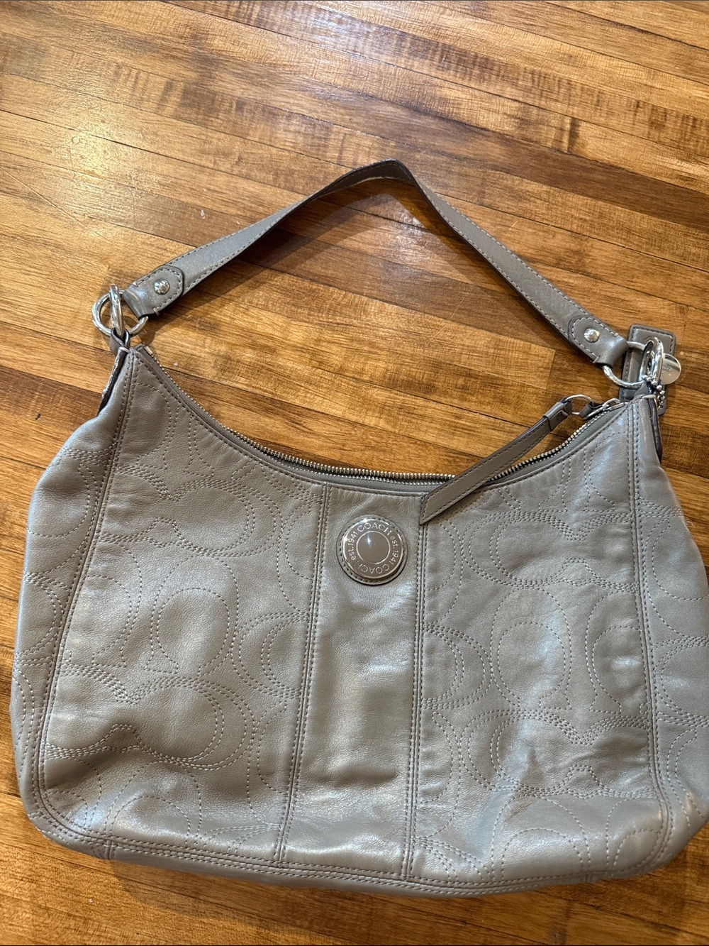 Coach Signature Grey Leather Hobo Bag (g17) Y2K